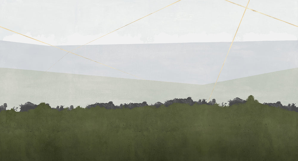 Dark Rainforest Modern Mountain Silhouette Mural M2953- Sample