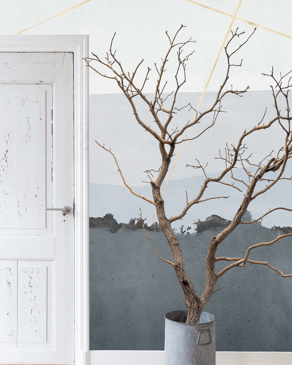 Dapper Greyhound Modern Mountain Silhouette Mural M2954