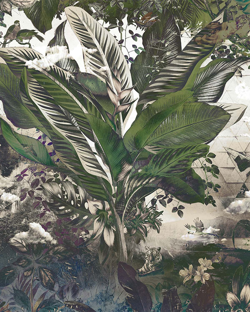 Palm Leaf Tropical African Jungle Mural M2956- Sample