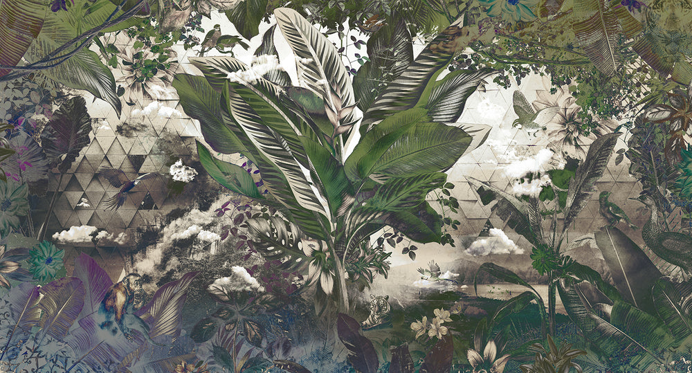 Palm Leaf Tropical African Jungle Mural M2956