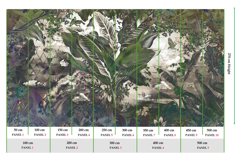 Palm Leaf Tropical African Jungle Mural M2956- Sample