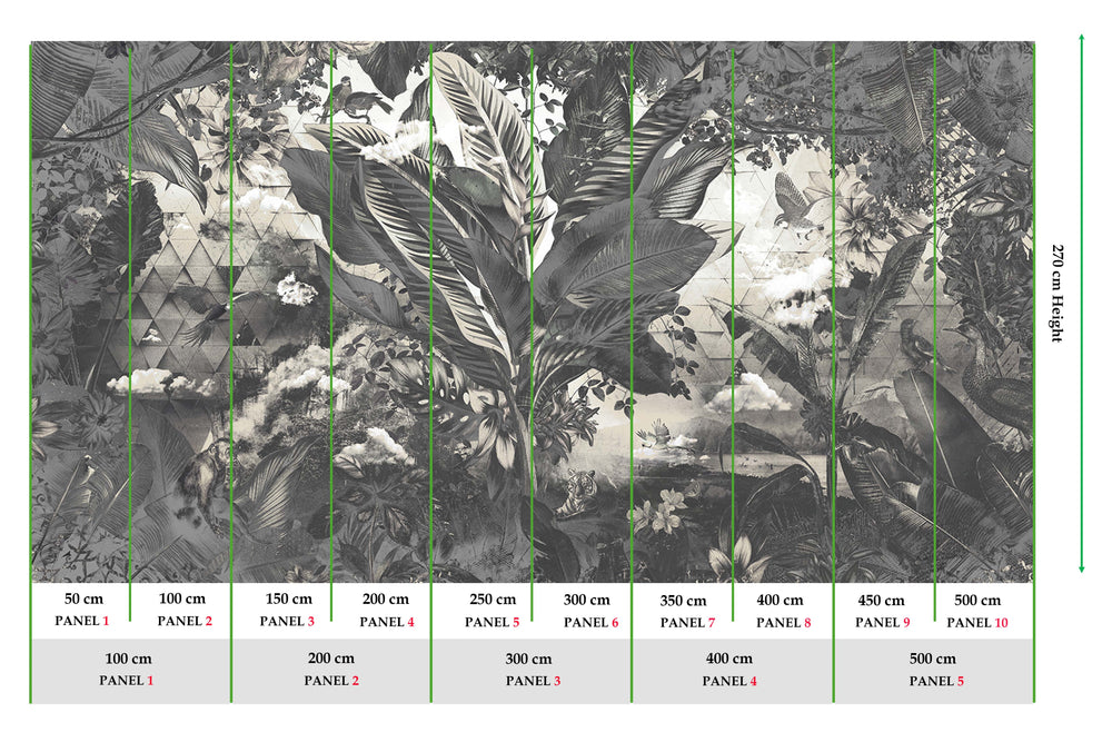 Frost Grey Tropical African Jungle Mural M2957
