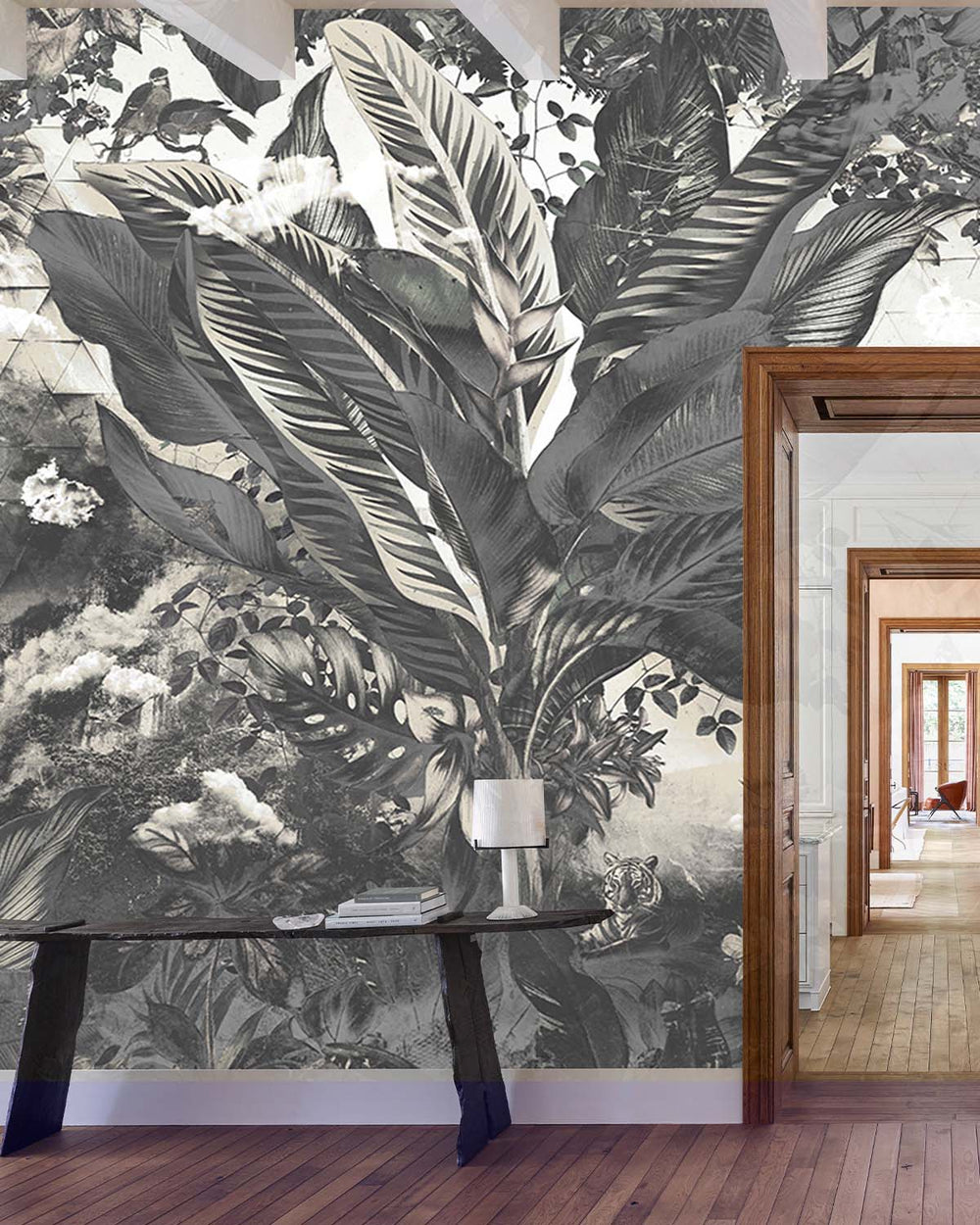 Frost Grey Tropical African Jungle Mural M2957