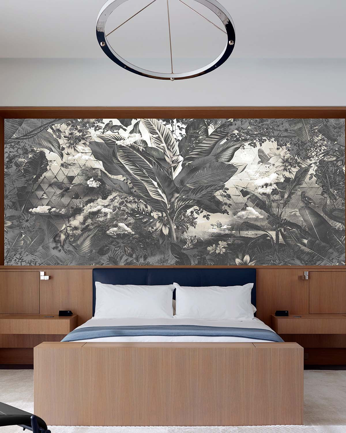 Frost Grey Tropical African Jungle Mural M2957