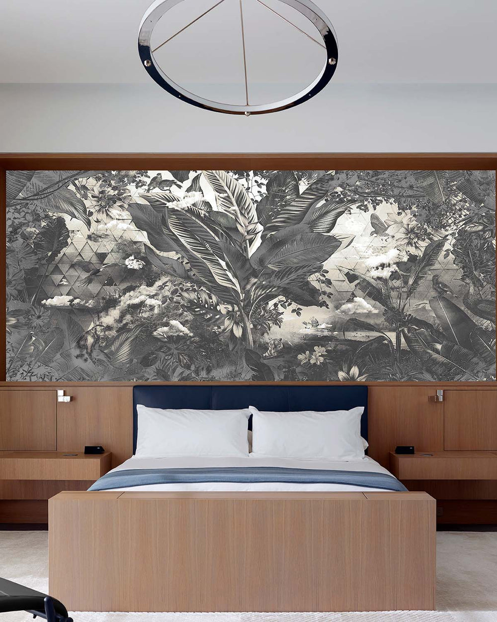 Frost Grey Tropical African Jungle Mural M2957- Sample