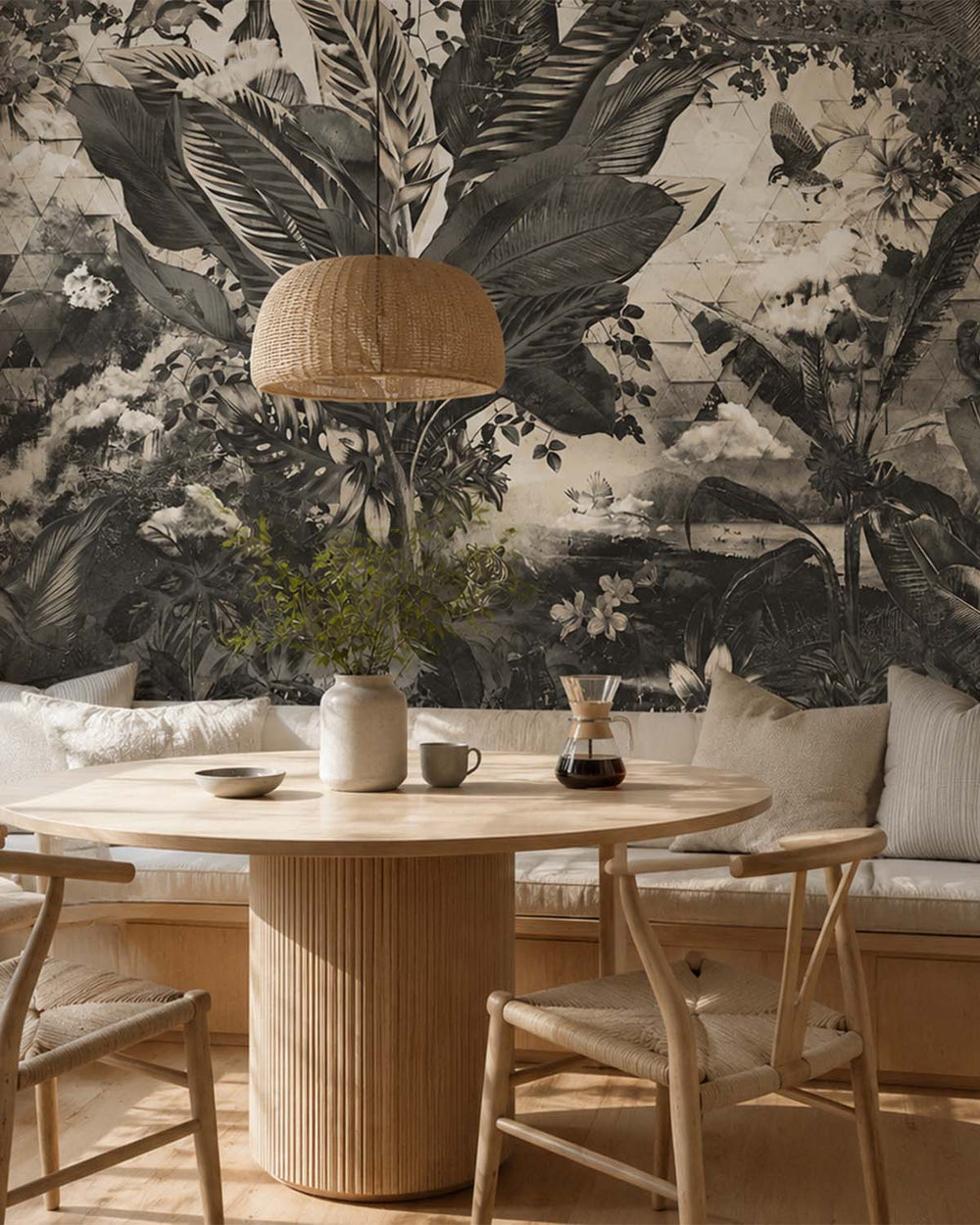 Frost Grey Tropical African Jungle Mural M2957- Sample