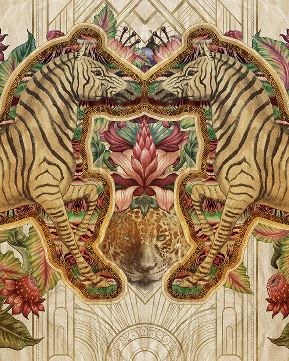 Clumsy Caramel Art Deco Safari Jungle Mural M2958- Sample