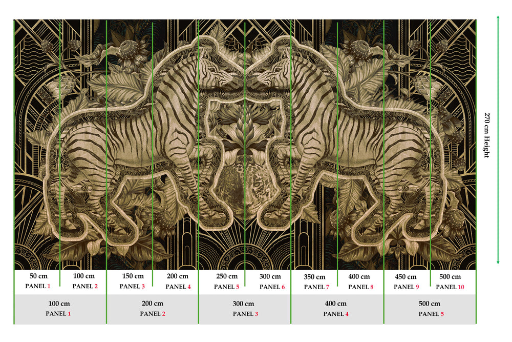 Smoky Black Art Deco Safari Jungle Mural M2959