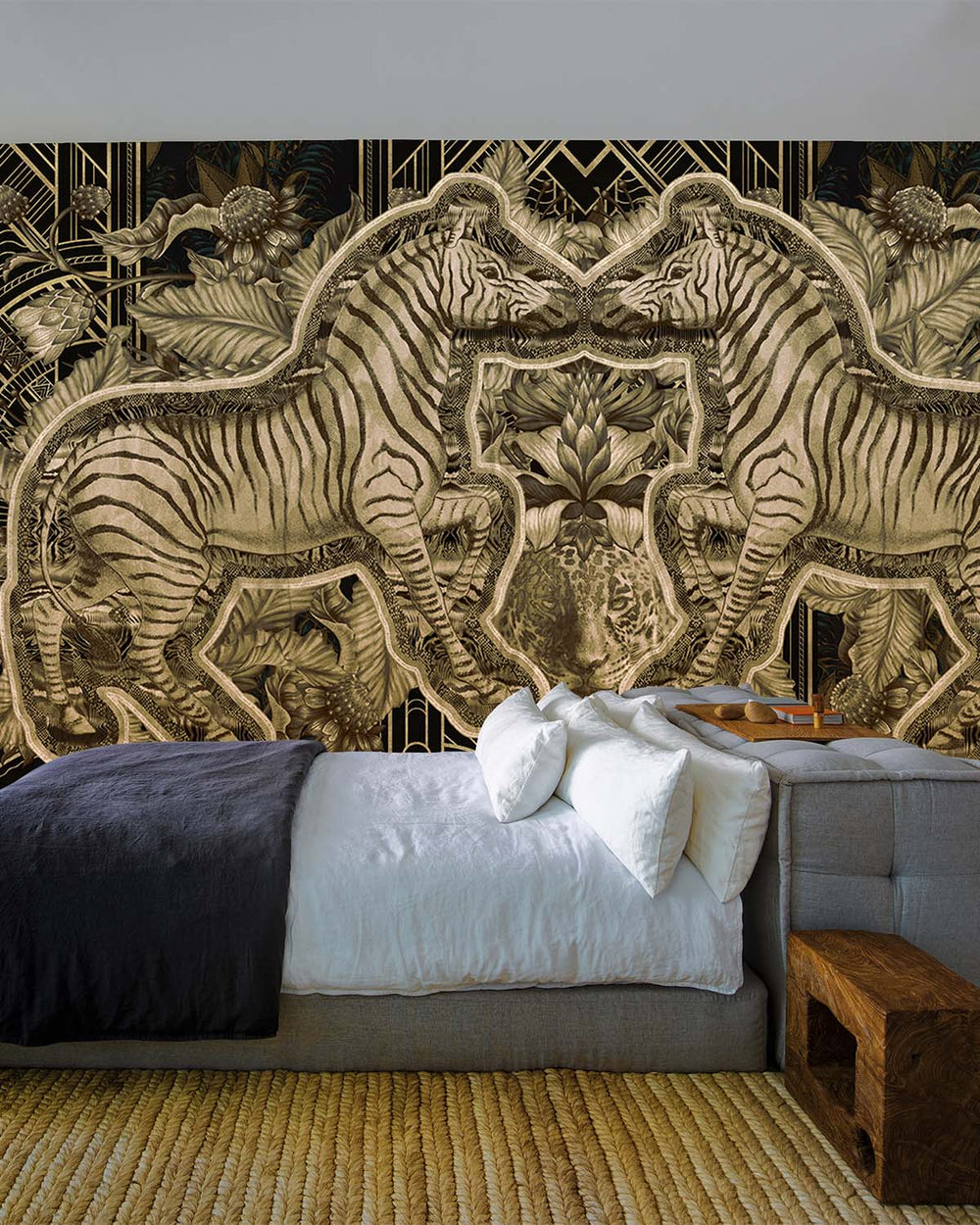 Smoky Black Art Deco Safari Jungle Mural M2959- Sample