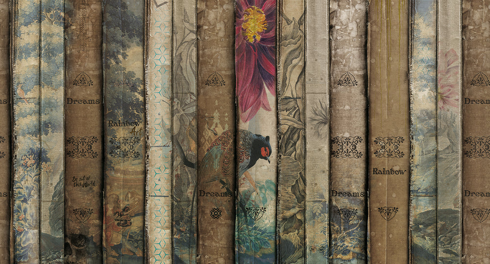 Moroccan Blunt Vintage Bookshelf Mural M2961