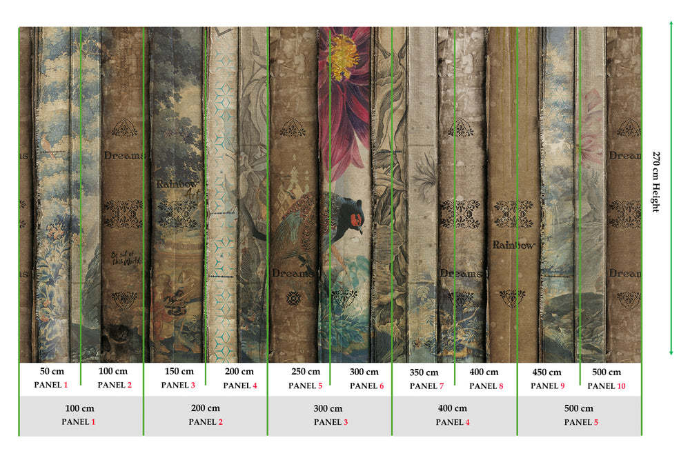Moroccan Blunt Vintage Bookshelf Mural M2961- Sample