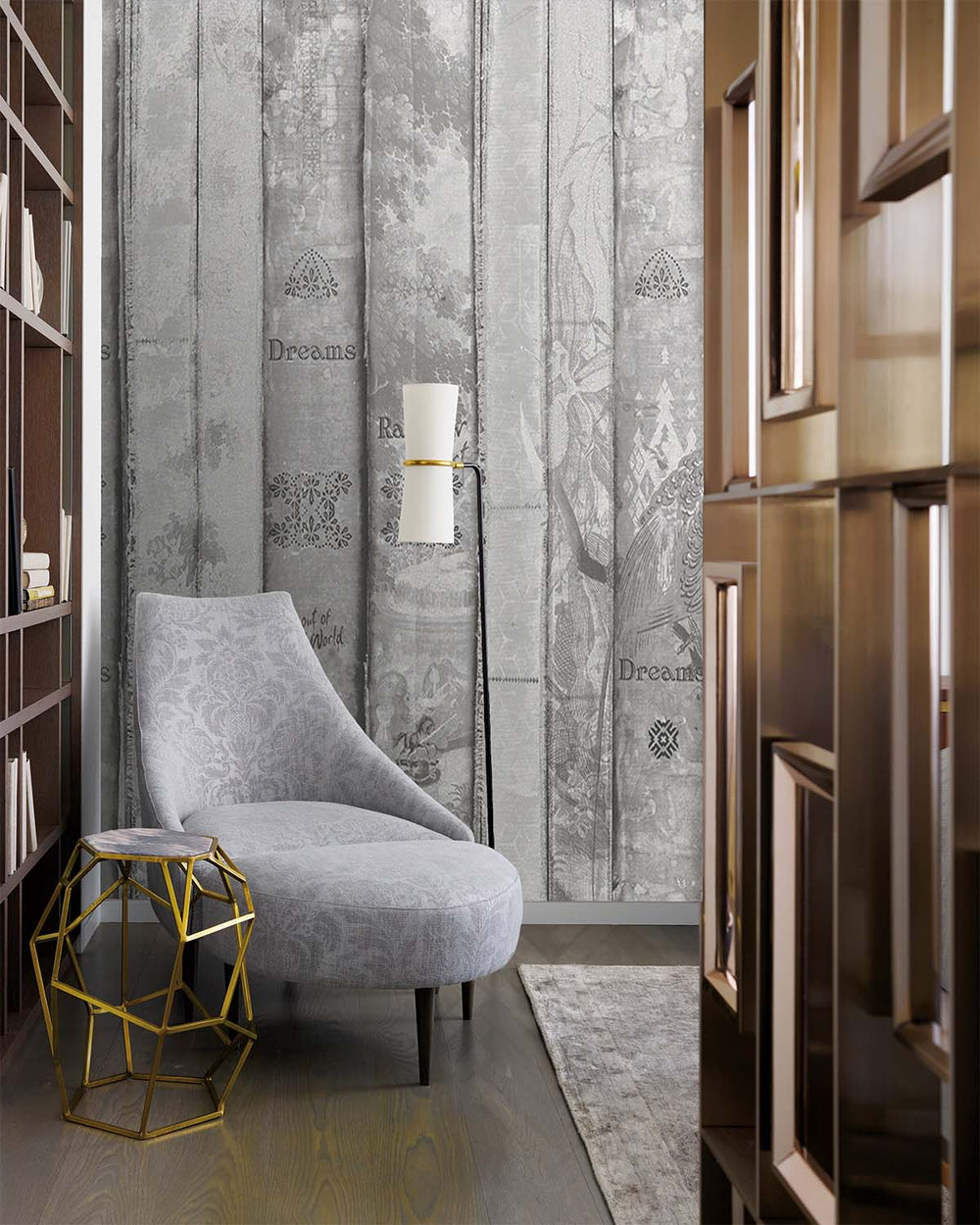 Mountain Mist Vintage Bookshelf Mural M2962