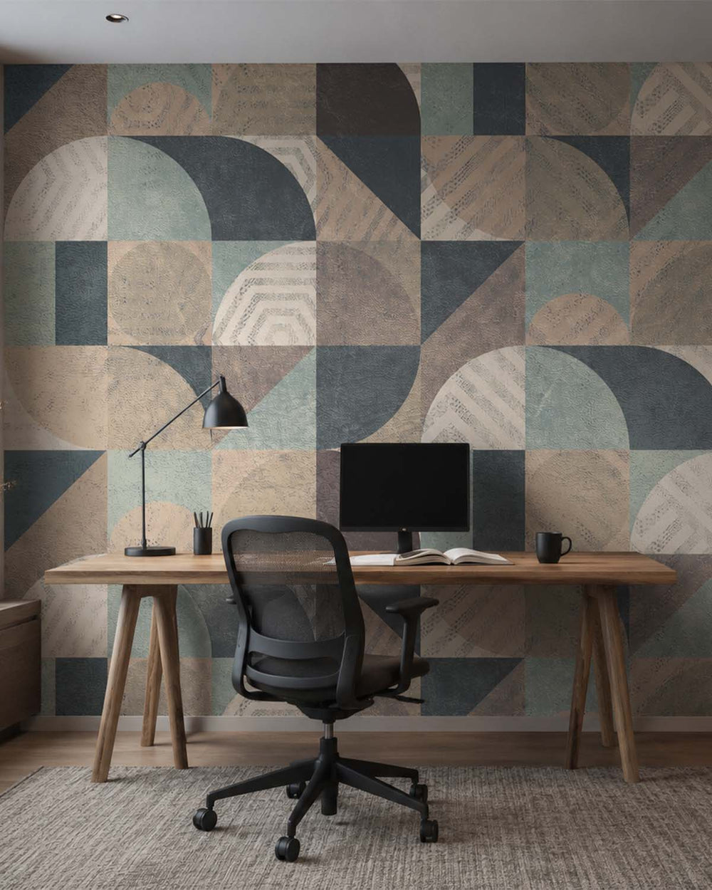 Easily Suede Retro Abstract Geometry Mural M2969