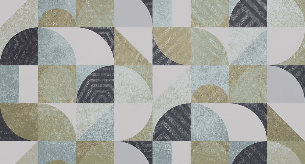 Grey Dolphin Retro Abstract Geometry Mural M2970