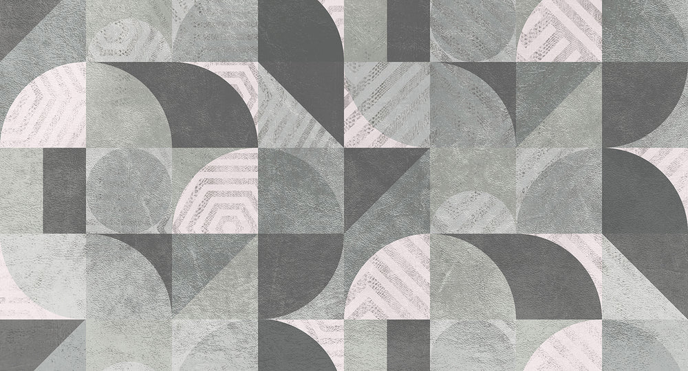 Dark Limestone Retro Abstract Geometry Mural M2971- Sample