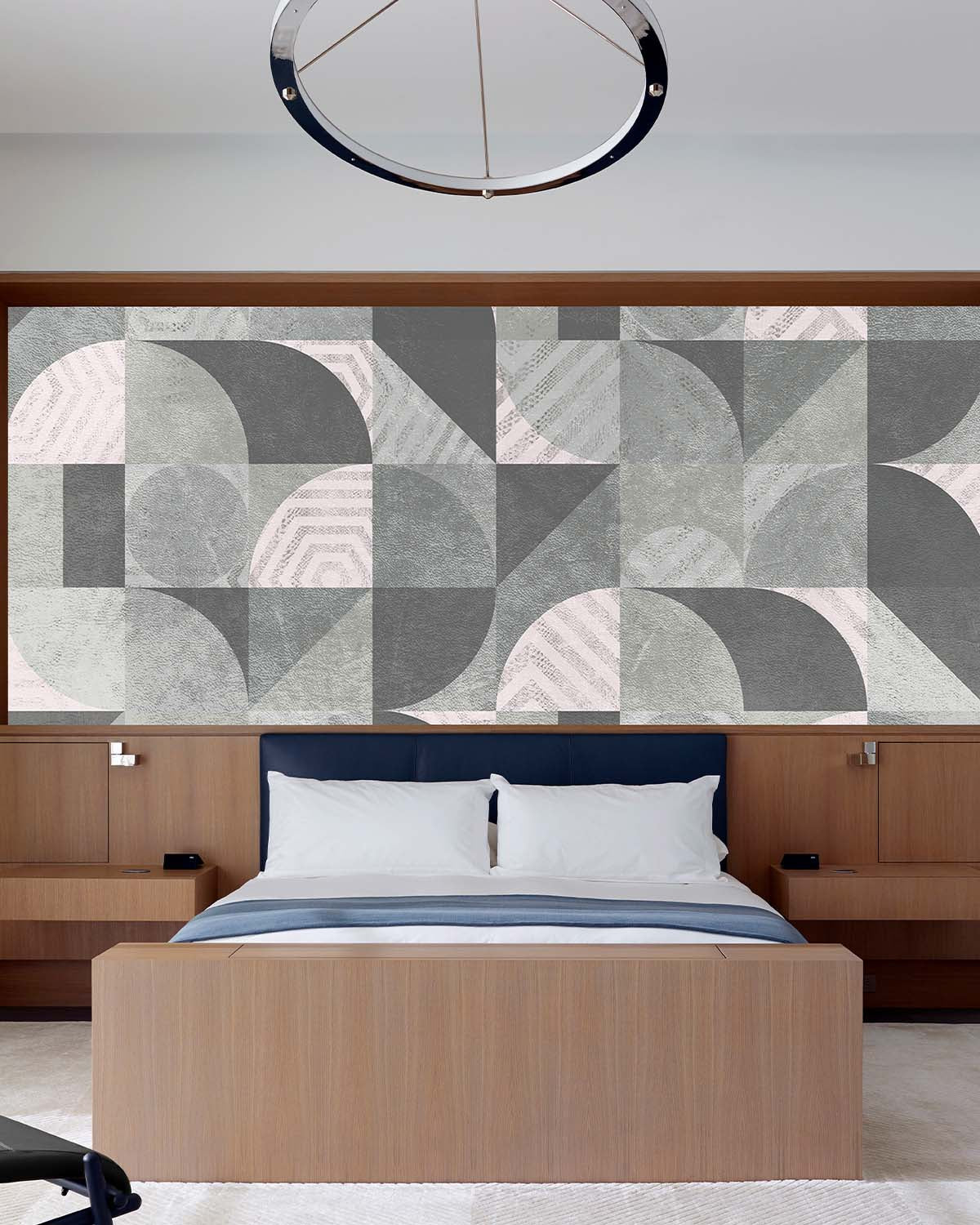 Dark Limestone Retro Abstract Geometry Mural M2971
