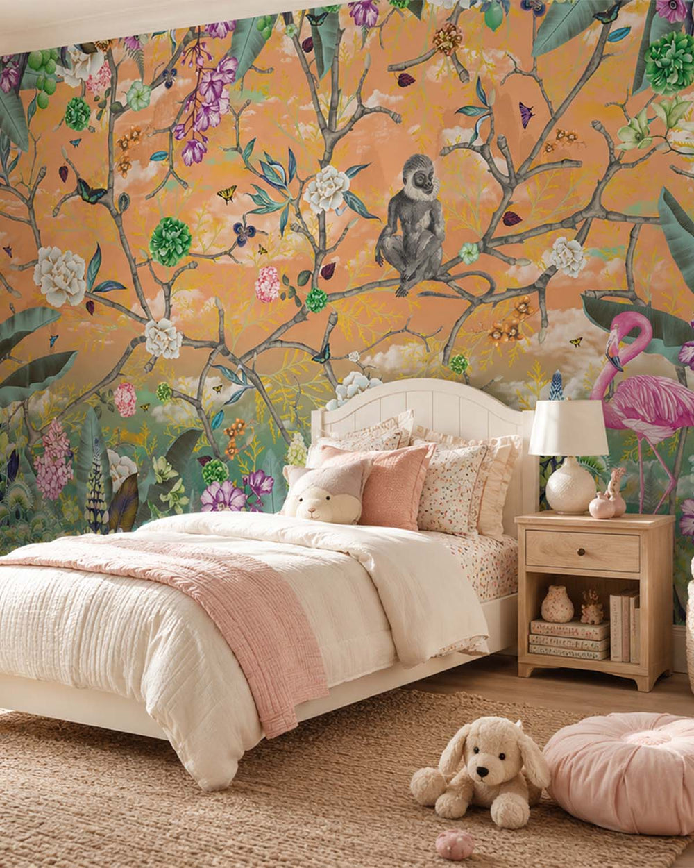 Apricot Nectar Botanical Chinoiserie Mural M2972