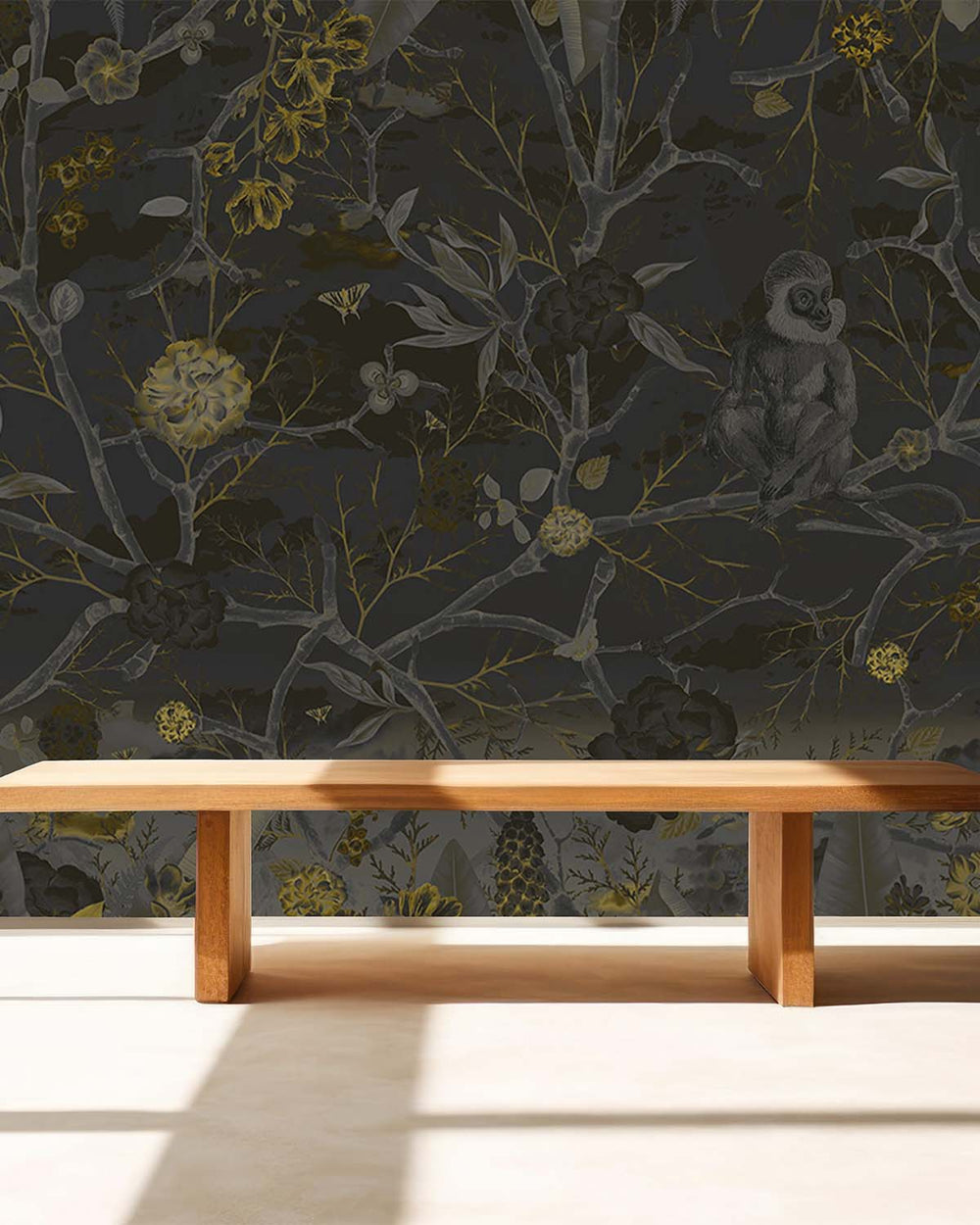 Black Olive Botanical Chinoiserie Mural M2973- Sample