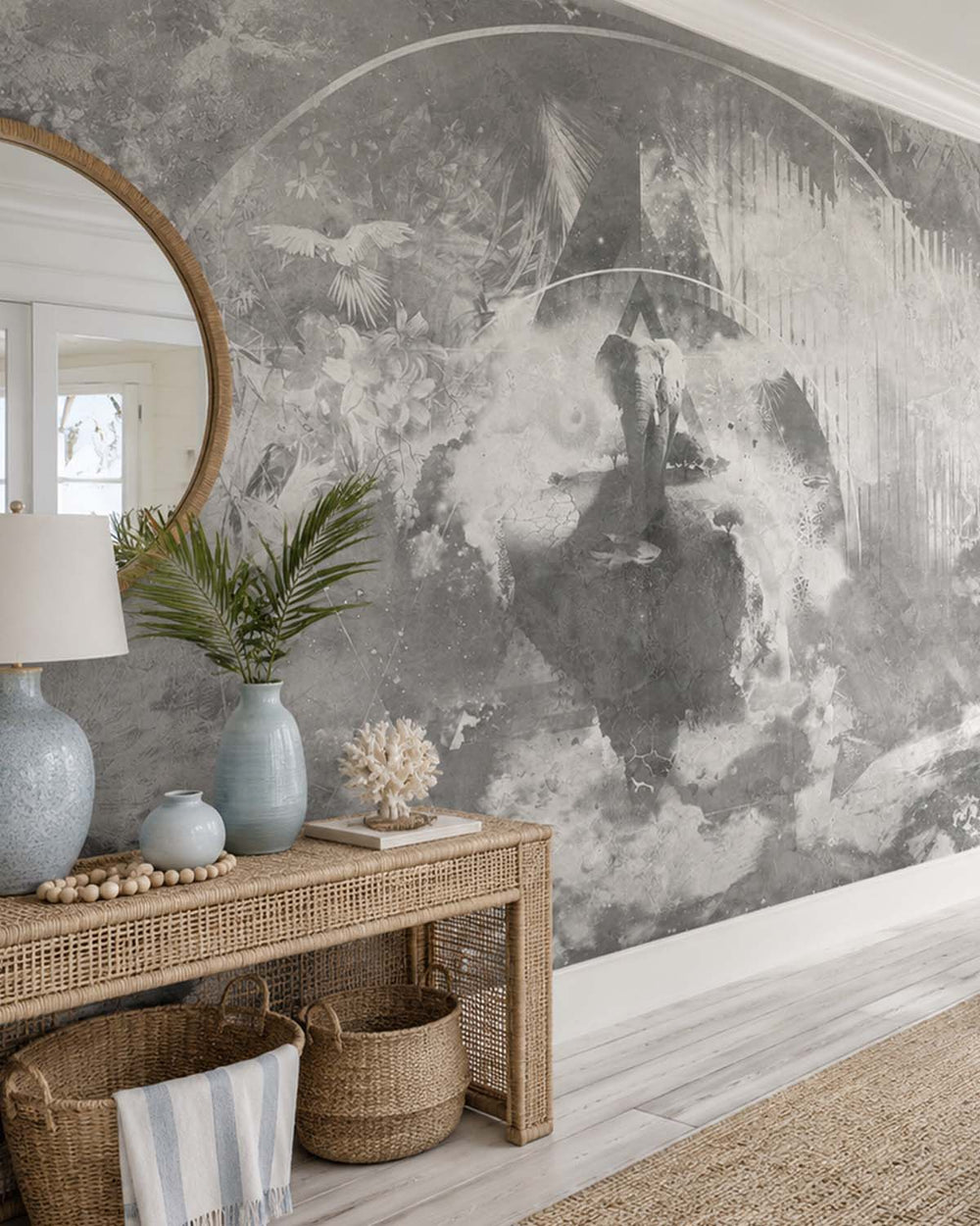 Dover Grey Cosmic African Jungle Mural M2974