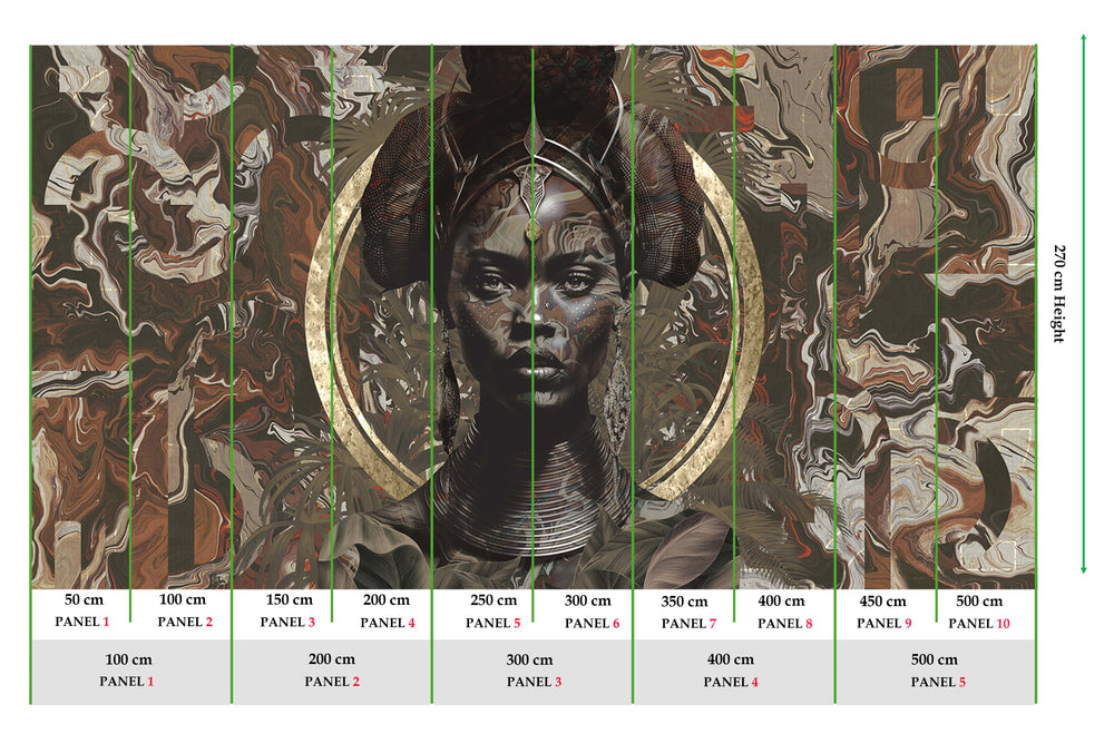 Blackish Brown African Princess Mural M2976