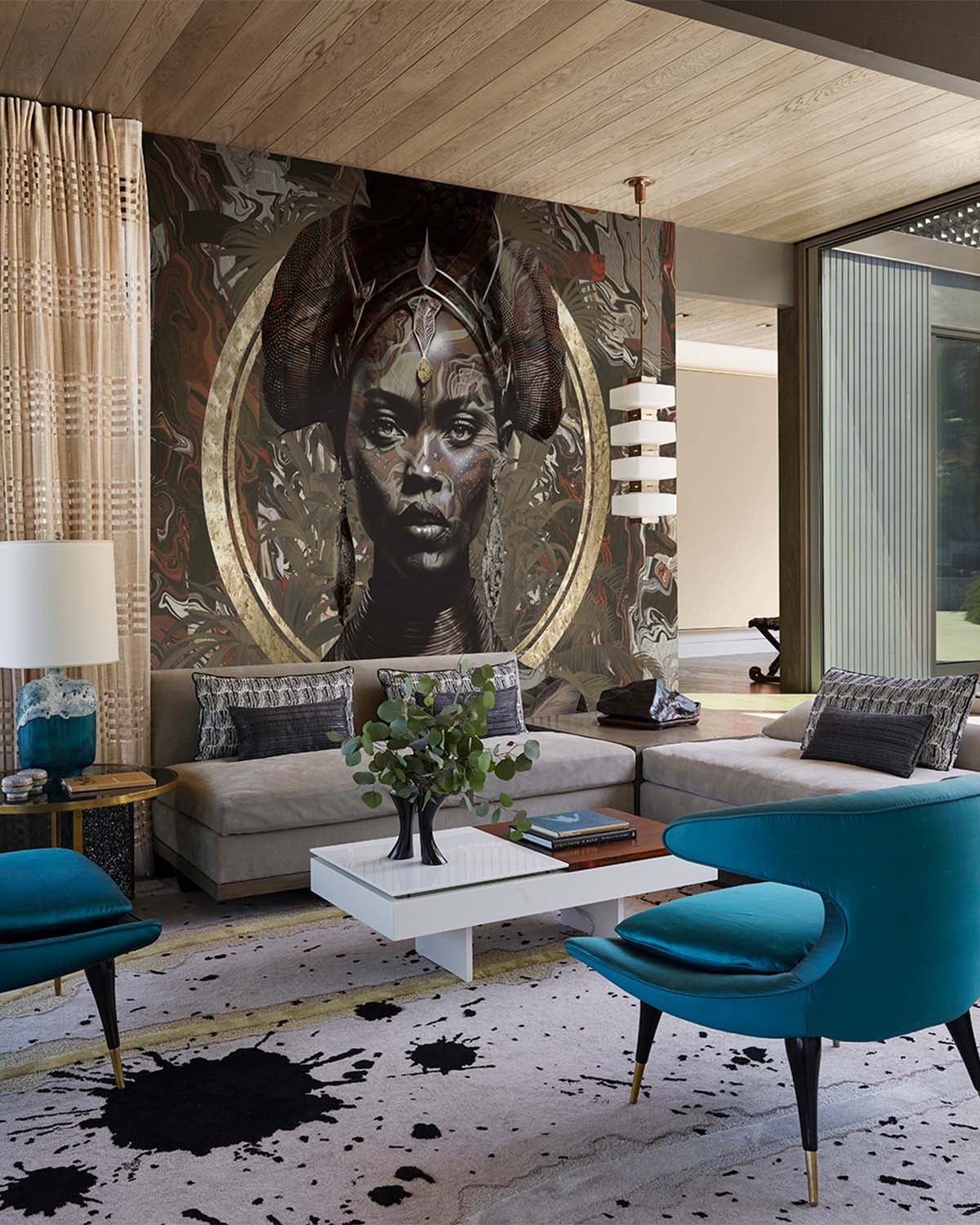 Blackish Brown African Princess Mural M2976
