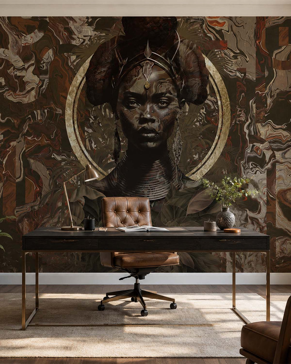 Blackish Brown African Princess Mural M2976