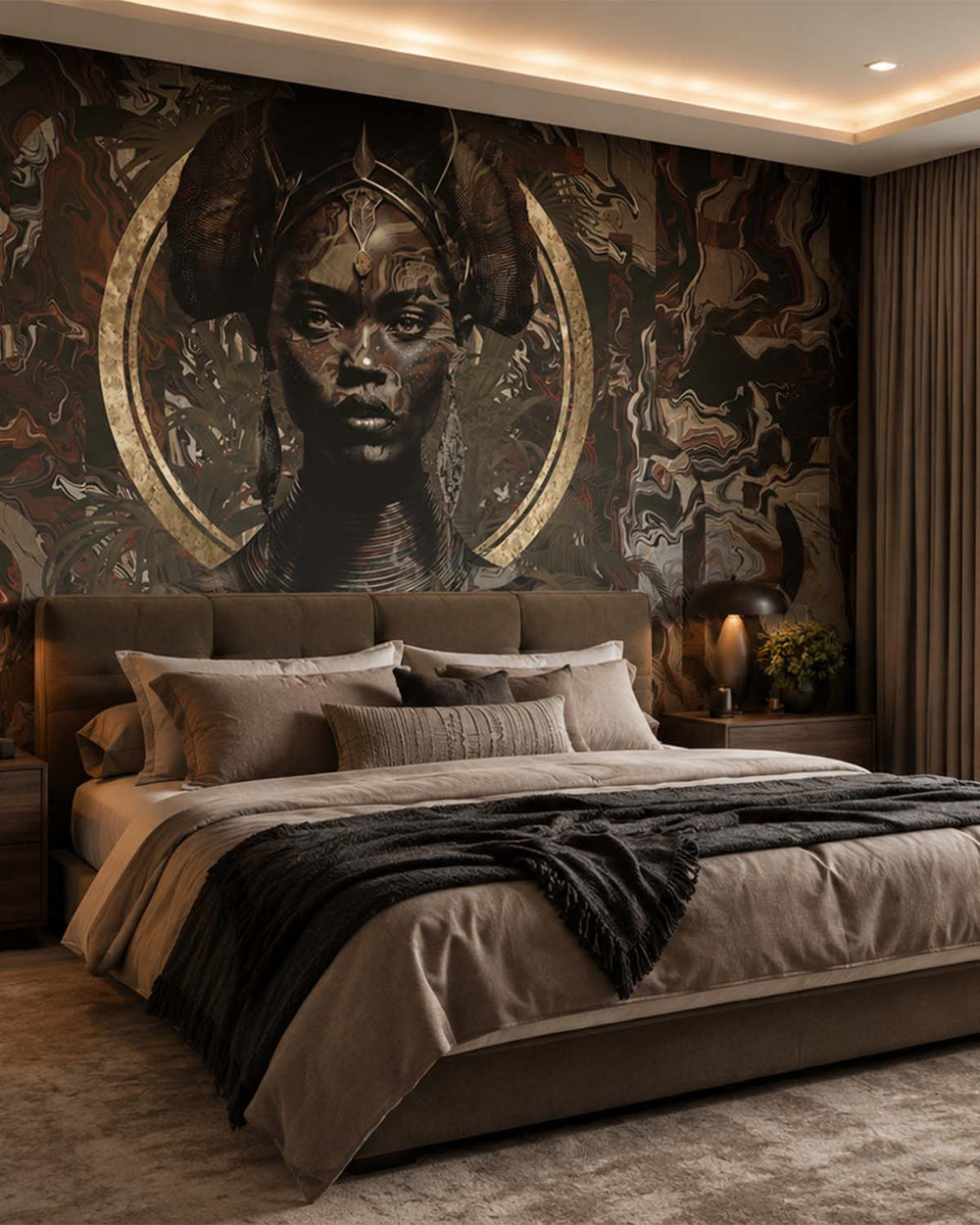 Blackish Brown African Princess Mural M2976