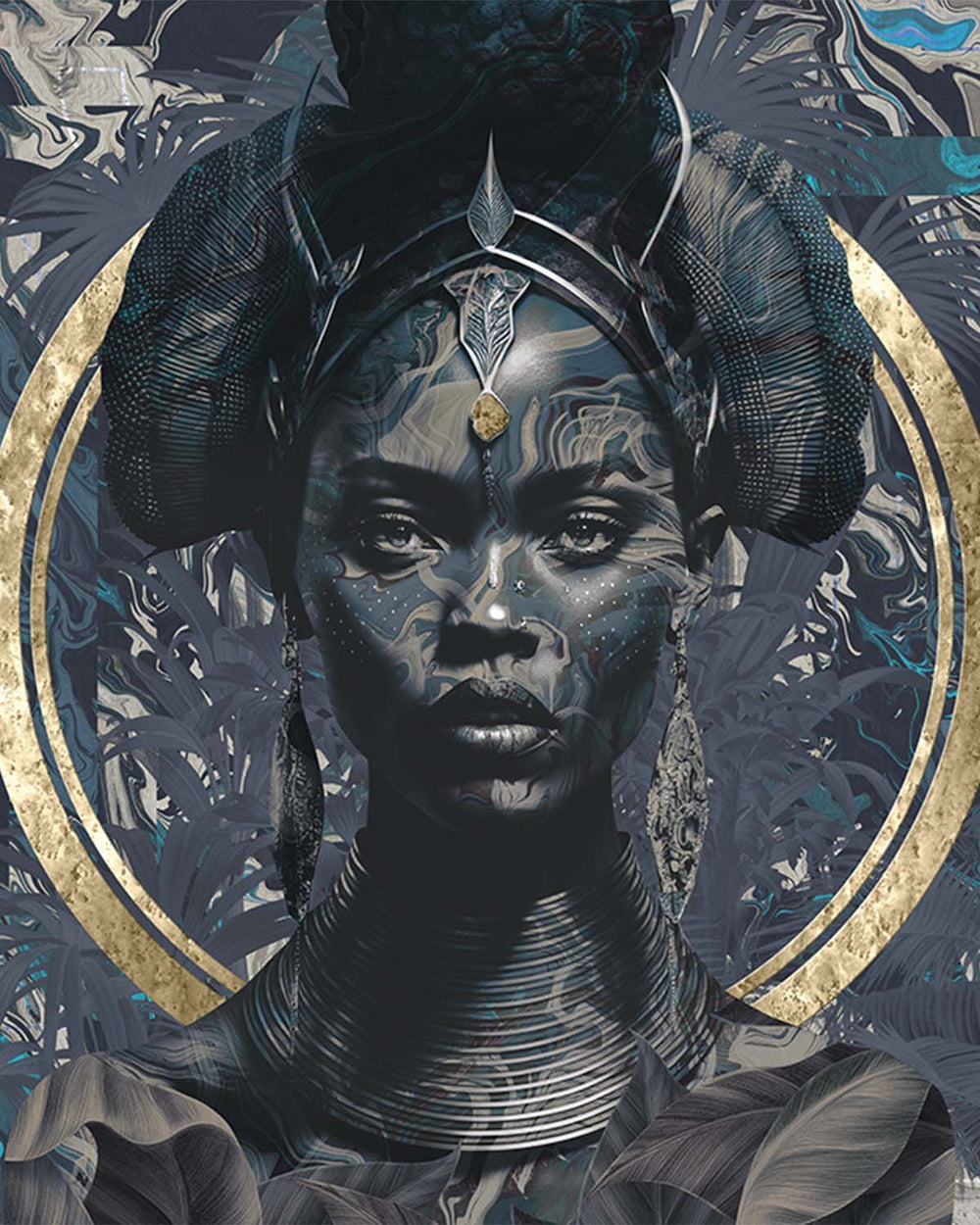 Blue Rhapsody African Princess Mural M2977