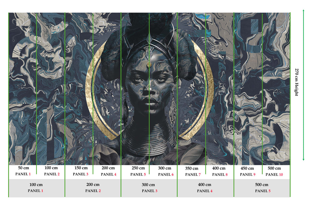 Blue Rhapsody African Princess Mural M2977