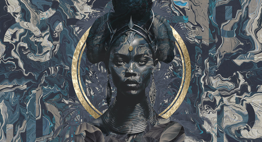 Blue Rhapsody African Princess Mural M2977