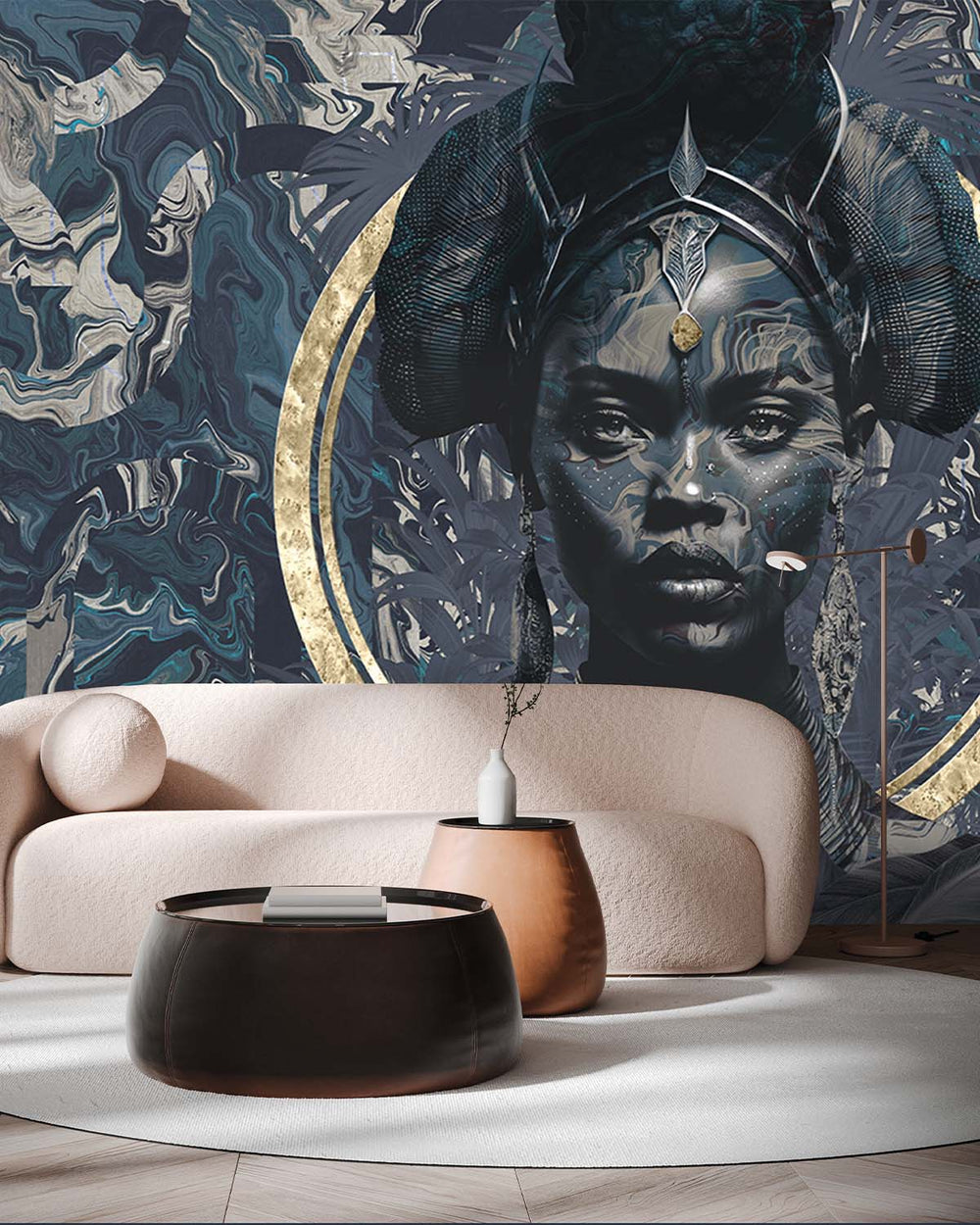 Blue Rhapsody African Princess Mural M2977