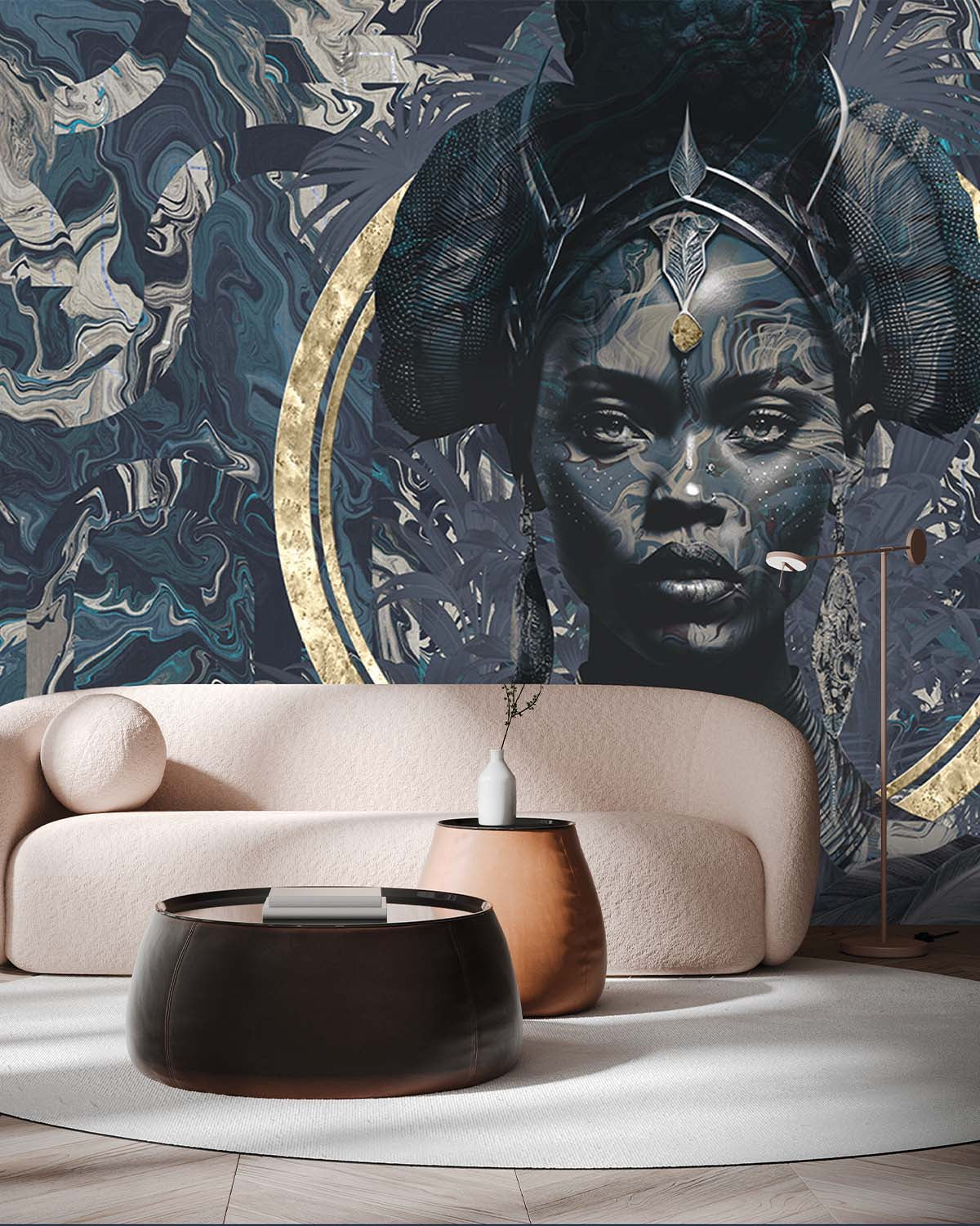 Blue Rhapsody African Princess Mural M2977