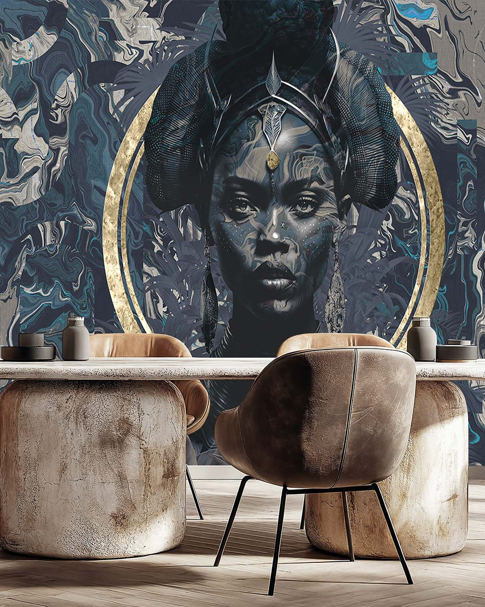 Blue Rhapsody African Princess Mural M2977