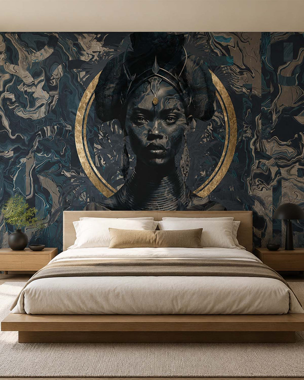 Blue Rhapsody African Princess Mural M2977