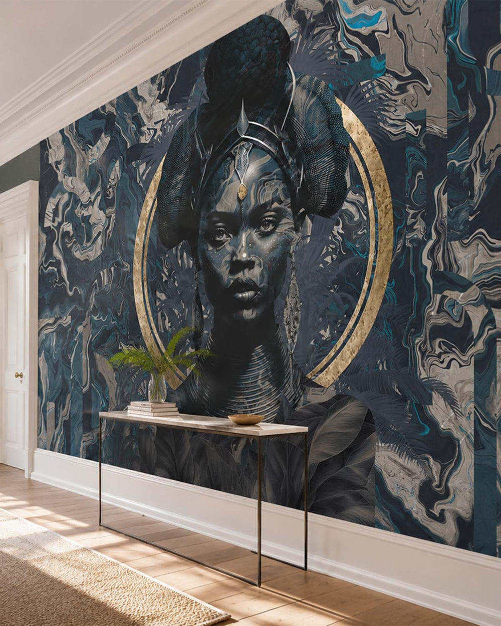 Blue Rhapsody African Princess Mural M2977