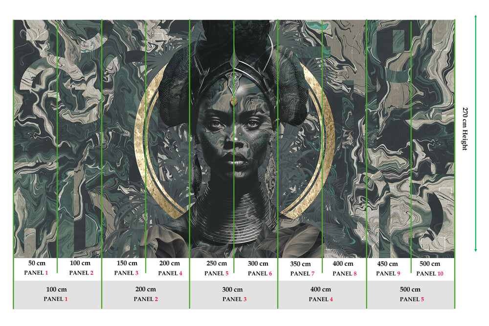 Dark Slate African Princess Mural M2978