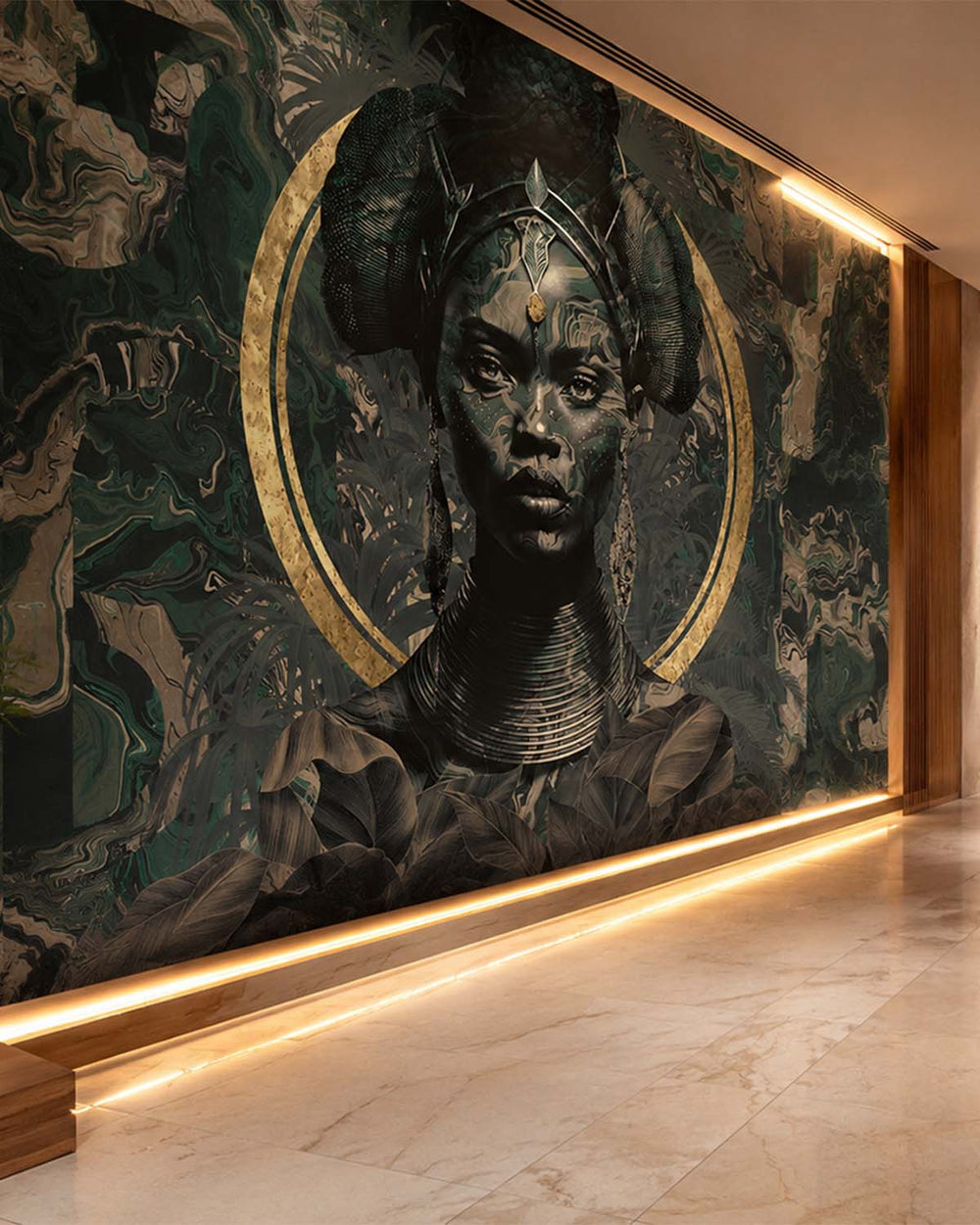 Dark Slate African Princess Mural M2978