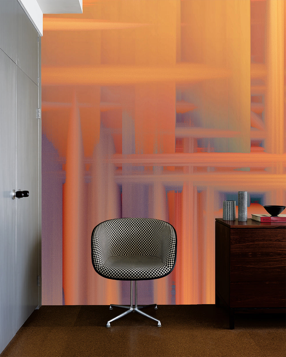 Jasper Orange Abstract Geometric Art Mural M2979