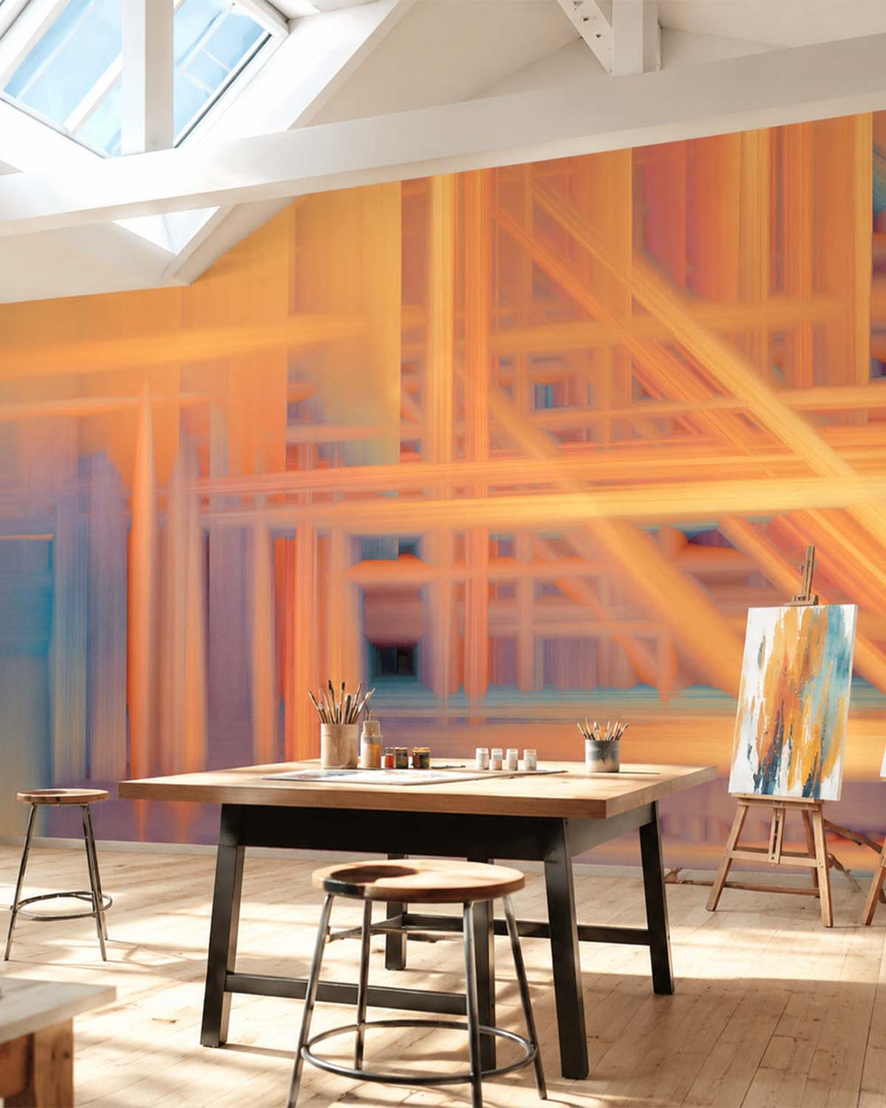 Jasper Orange Abstract Geometric Art Mural M2979