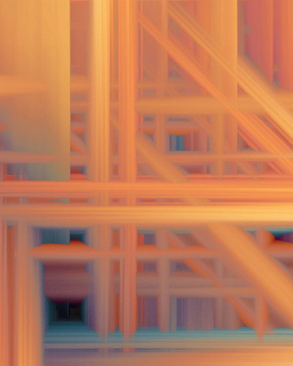 Jasper Orange Abstract Geometric Art Mural M2979