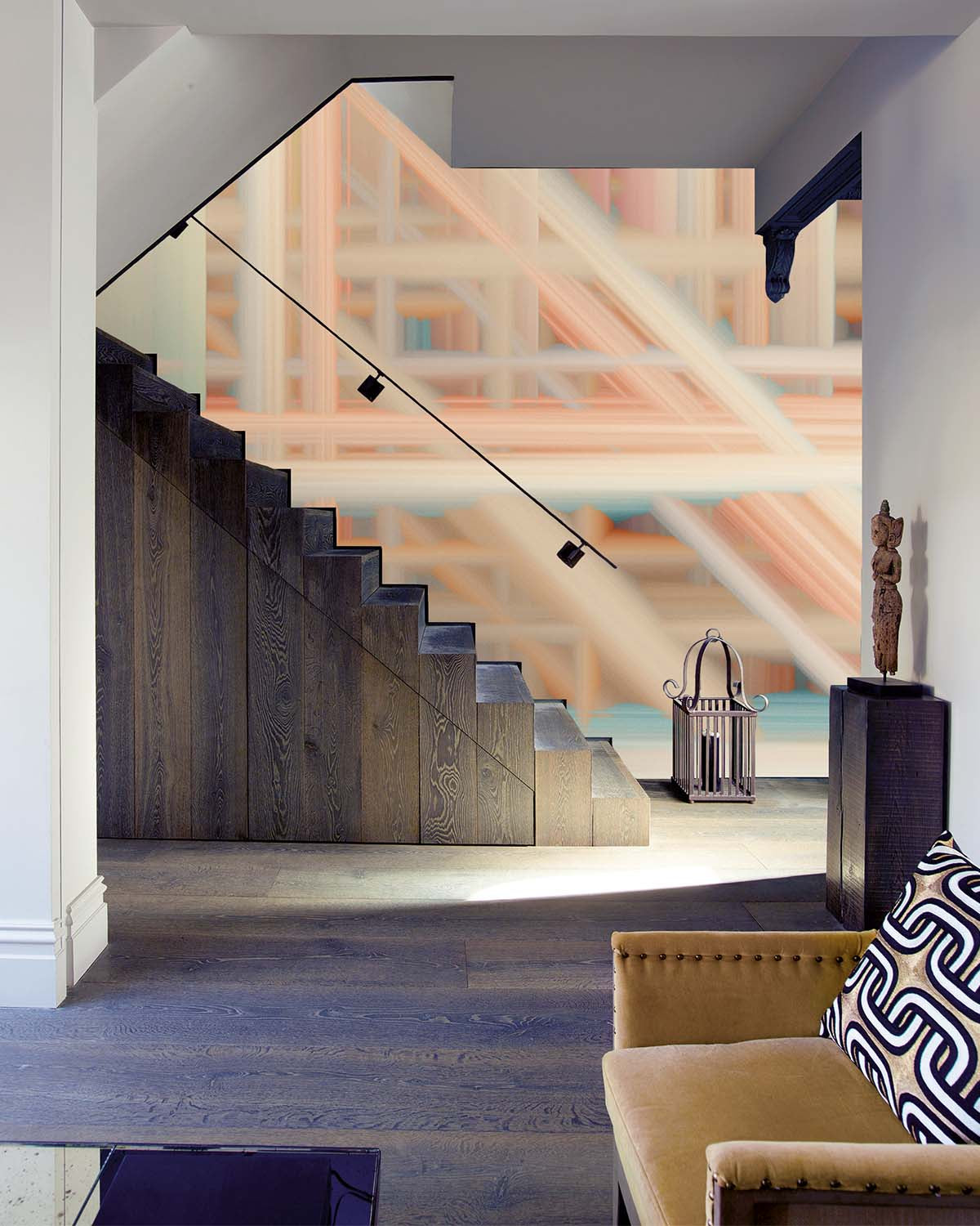 Cinnamon Frost Abstract Geometric Art Mural M2980