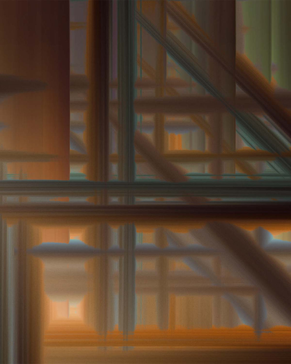 Brown Bramble Abstract Geometric Art Mural M2981