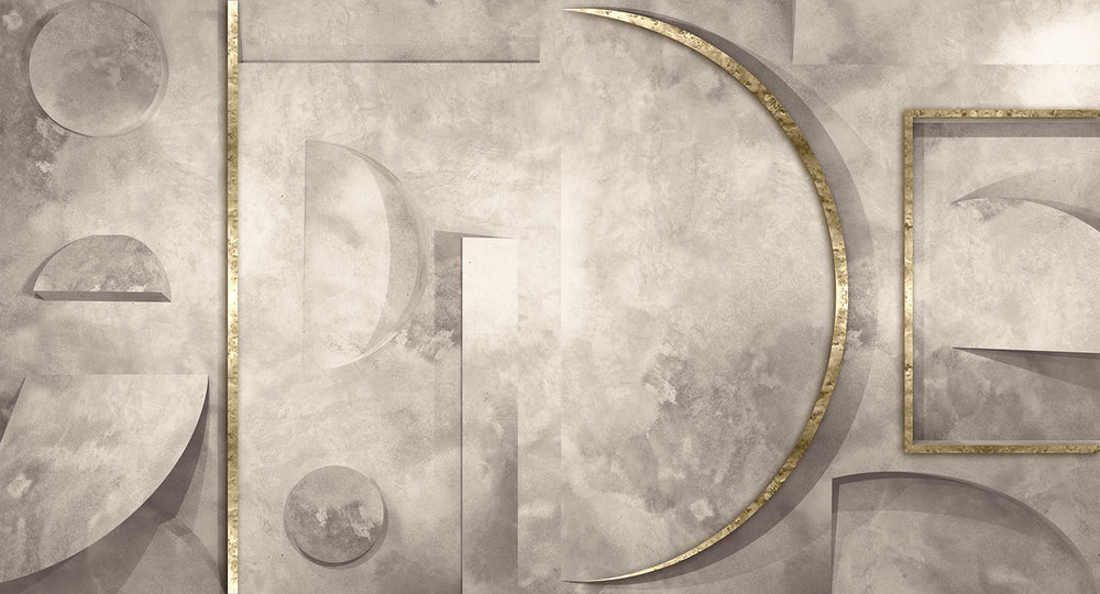 Whippet Gray Faux Concrete Crescent Mural M2982