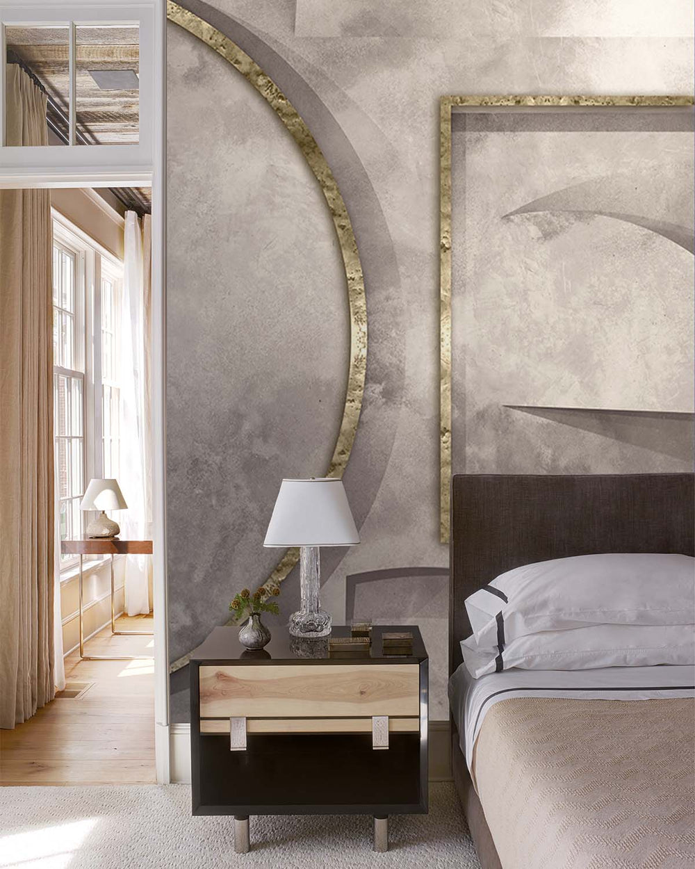 Whippet Gray Faux Concrete Crescent Mural M2982 - Sample