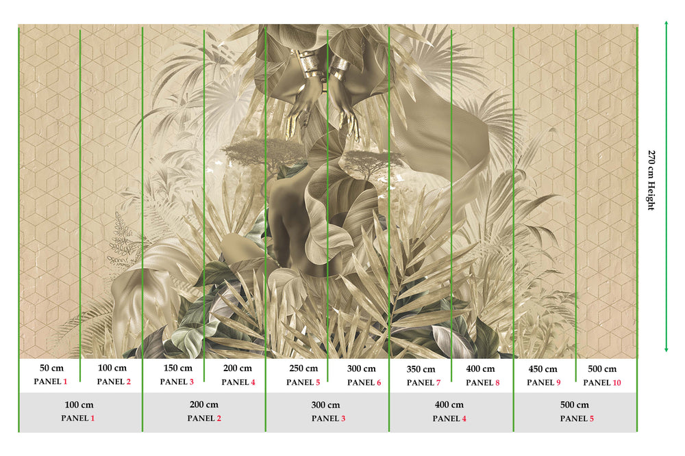 Montecito Lush Tropical Princess Mural M2985 - Sample