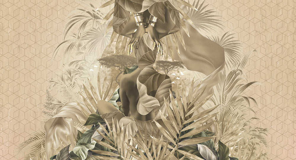 Montecito Lush Tropical Princess Mural M2985 - Sample