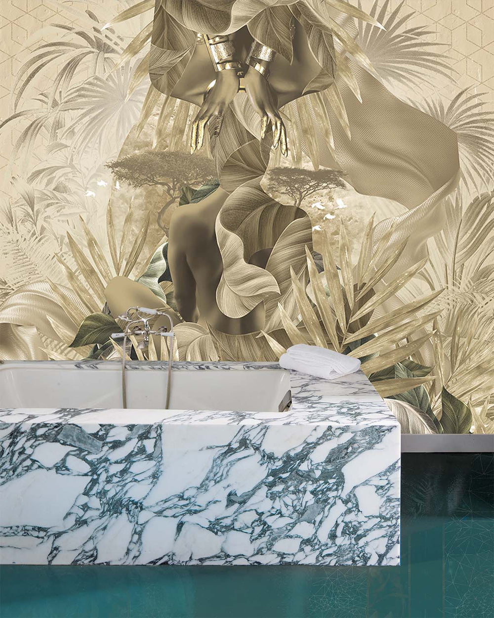 Montecito Lush Tropical Princess Mural M2985 - Sample