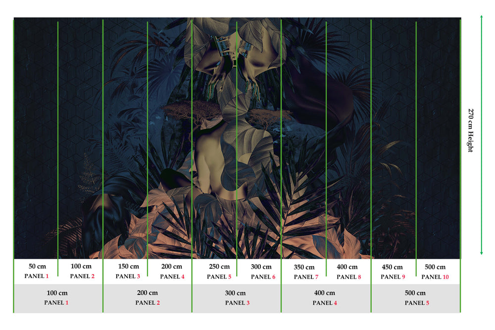 Rurikon Blue Lush Tropical Princess Mural M2986 - Sample