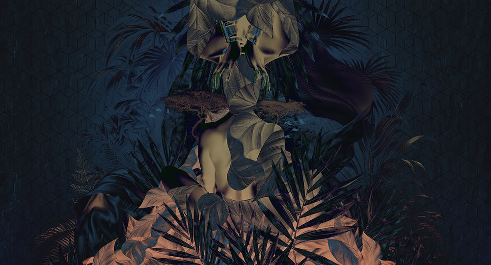 Rurikon Blue Lush Tropical Princess Mural M2986 - Sample