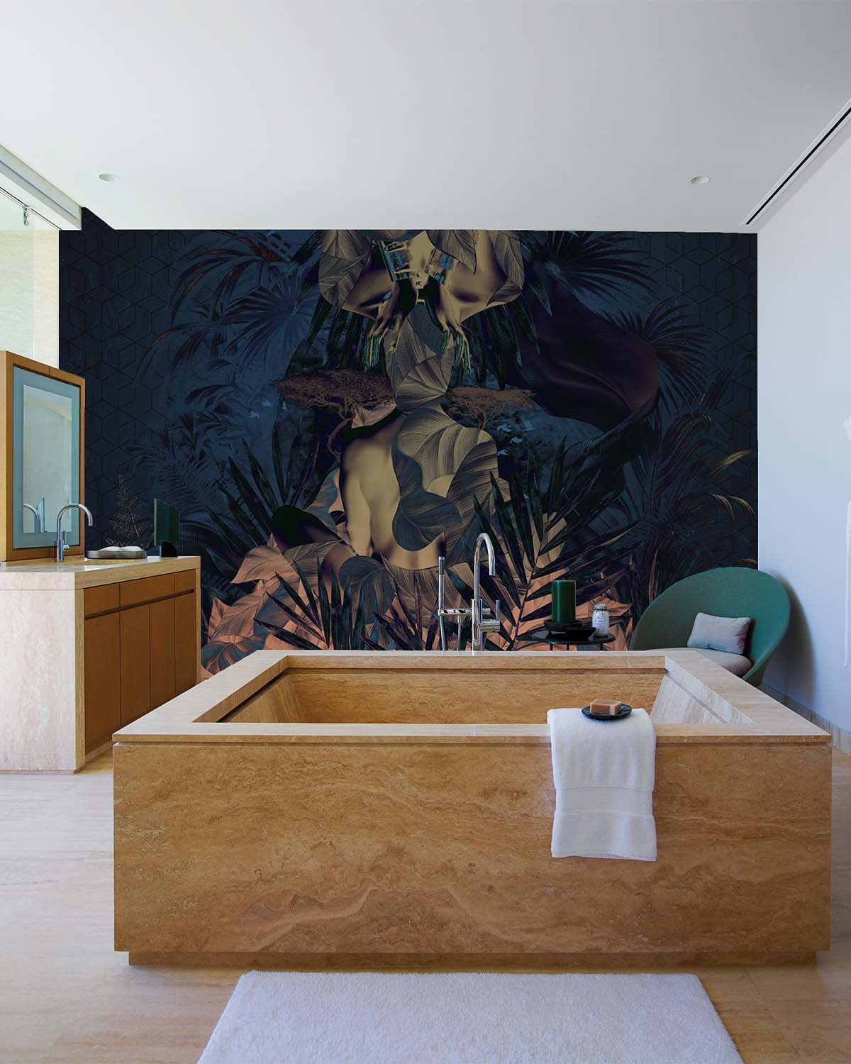 Rurikon Blue Lush Tropical Princess Mural M2986